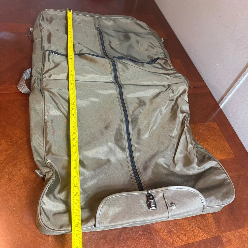 Pierre Cardin vtg Olive Green Nylon Garment Bag Travel Suit Carrier H Rosenfeld‎